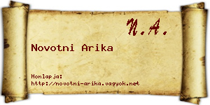 Novotni Arika névjegykártya
